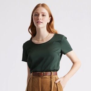 Quince Forest Green Silk Tee